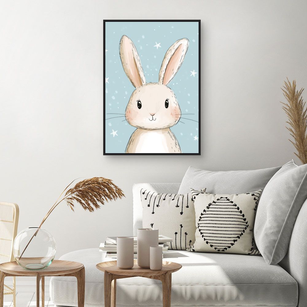 Tableau imprimé pour enfants 'Lapin doux'