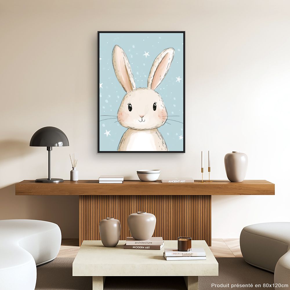 Tableau imprimé pour enfants 'Lapin doux'