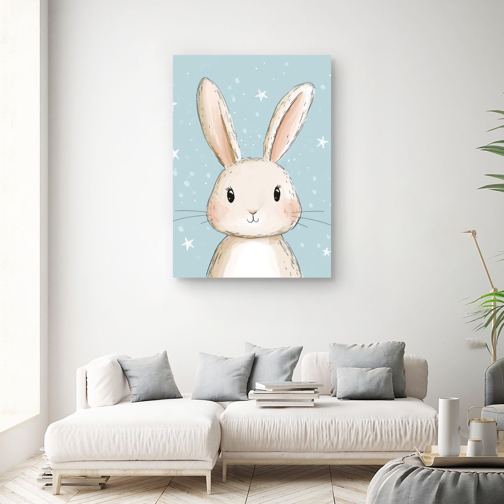 Tableau imprimé pour enfants 'Lapin doux'