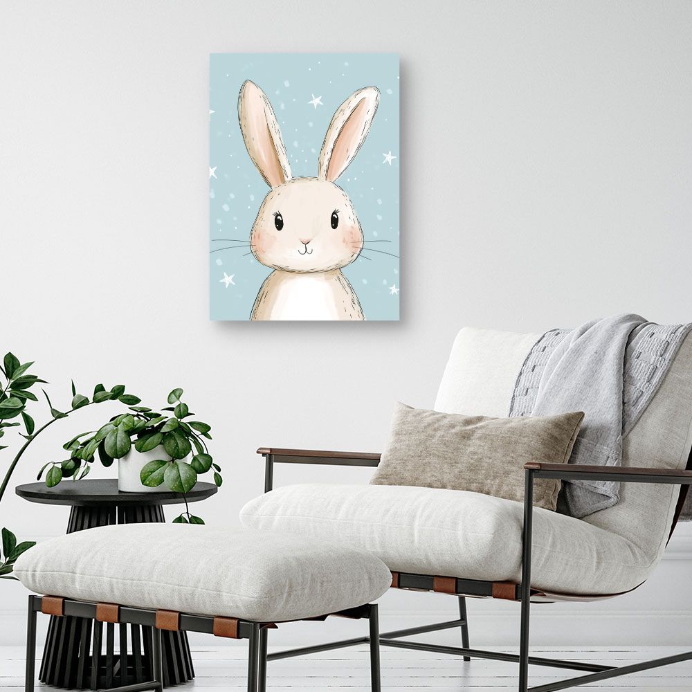 Tableau imprimé pour enfants 'Lapin doux'