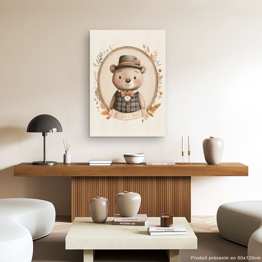 Tableau 'Ourson élégant'