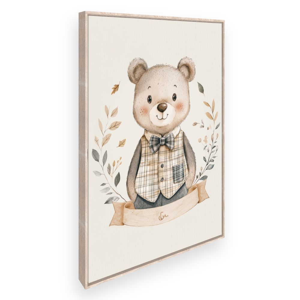 Tableau imprimé pour enfants 'Ourson élégant'