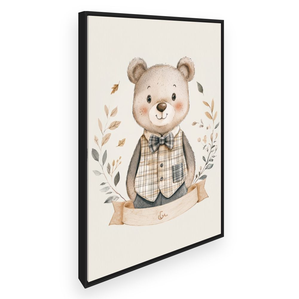 Tableau imprimé pour enfants 'Ourson élégant'