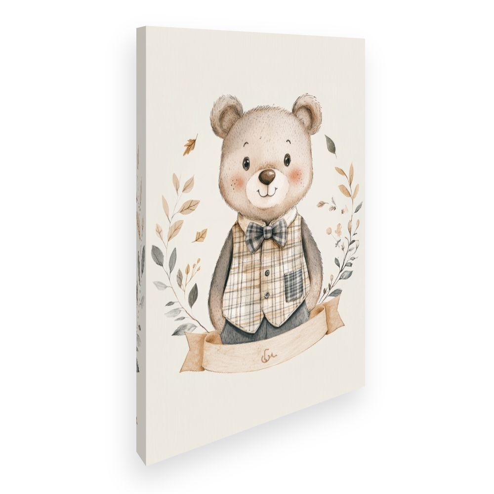 Tableau imprimé pour enfants 'Ourson élégant'