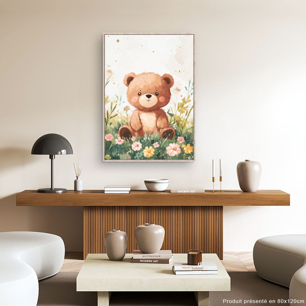 Tableau 'Ourson champêtre adorable'