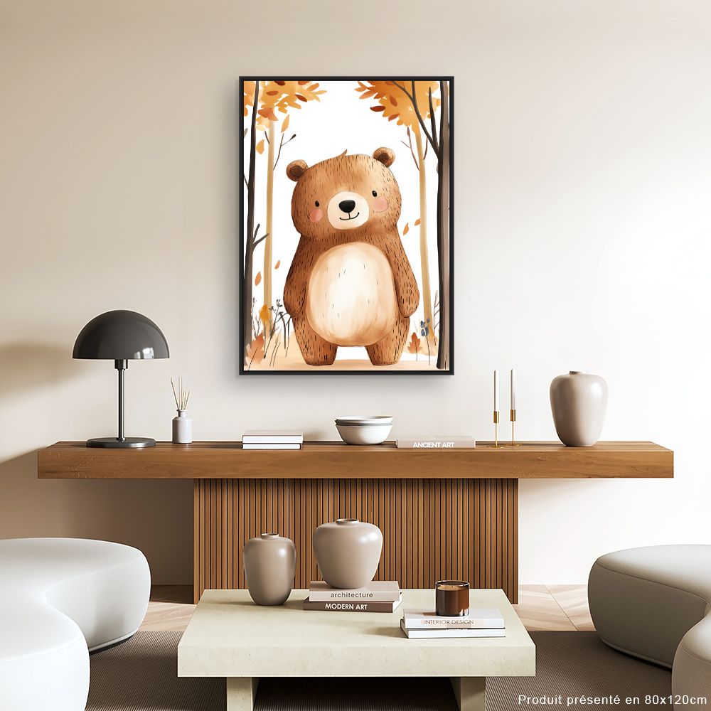 Tableau imprimé pour enfants 'Ours adorable'