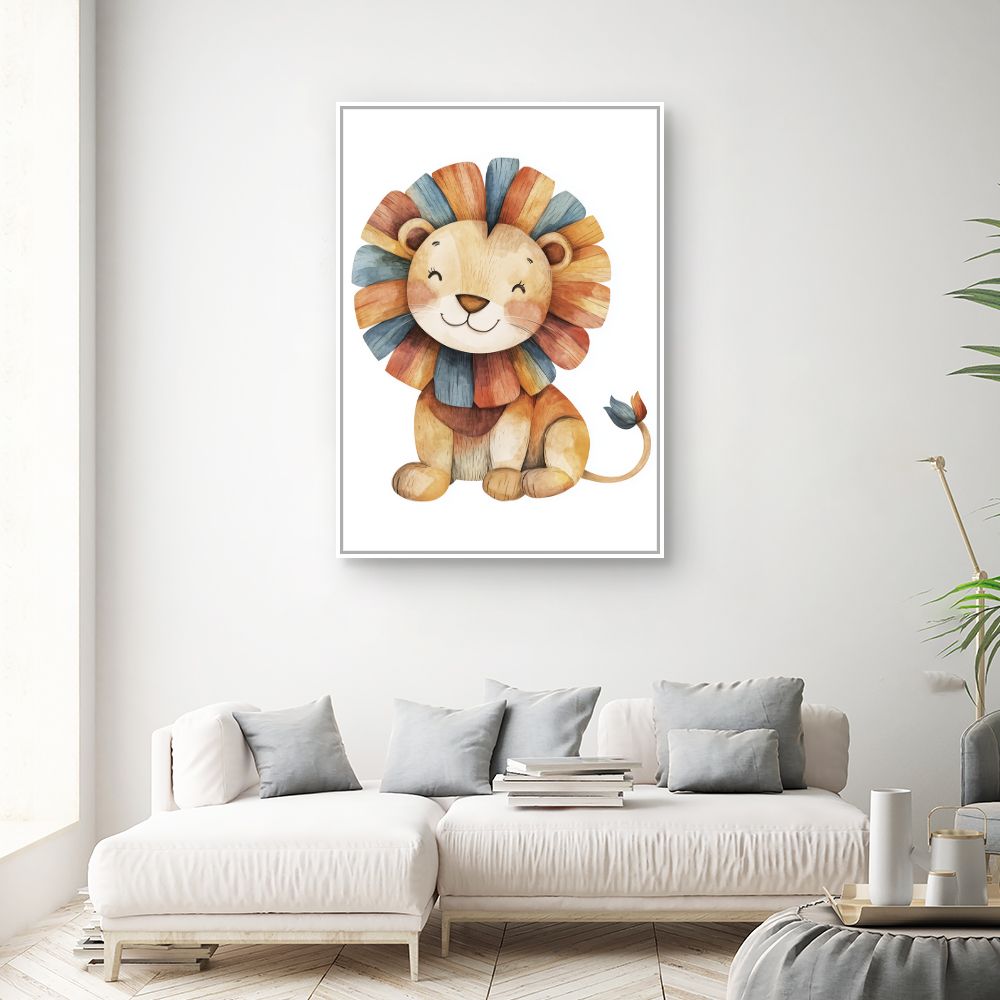 Tableau imprimé pour enfants 'Lion joyeux'