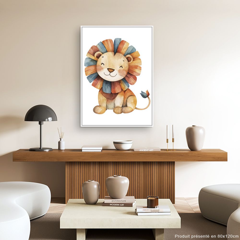 Tableau imprimé pour enfants 'Lion joyeux'