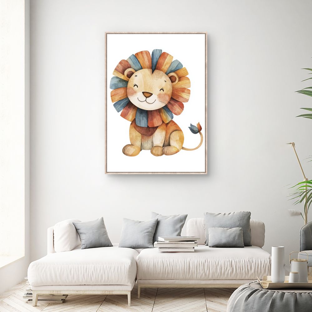 Tableau imprimé pour enfants 'Lion joyeux'