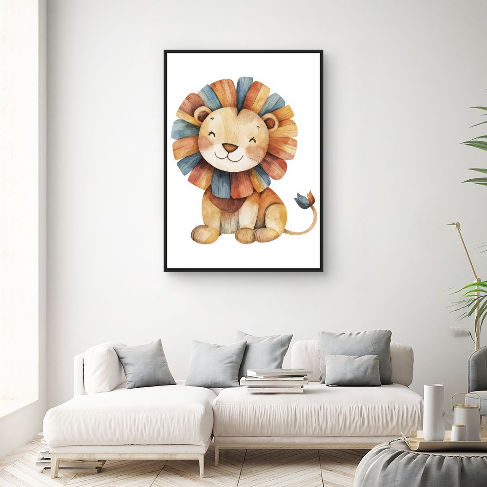 Tableau imprimé pour enfants 'Lion joyeux'
