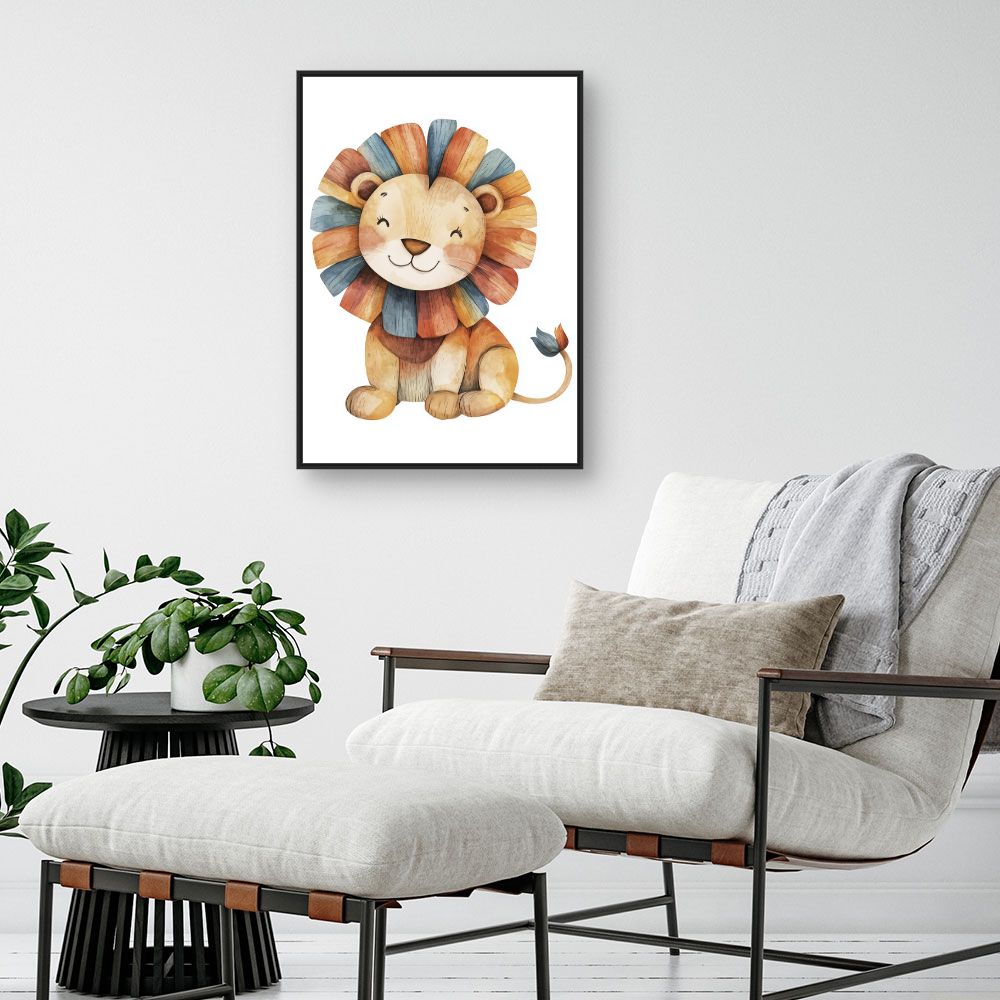 Tableau imprimé pour enfants 'Lion joyeux'
