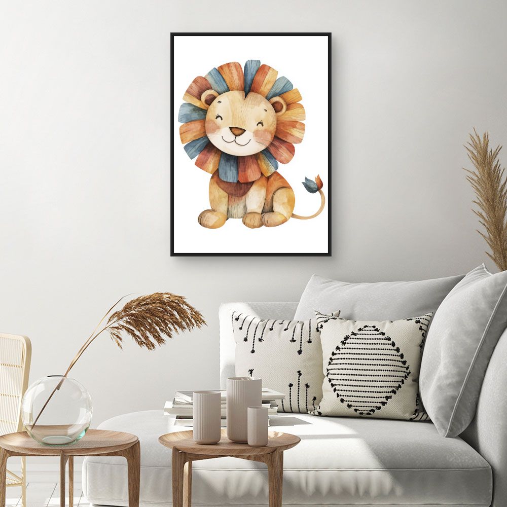 Tableau imprimé pour enfants 'Lion joyeux'