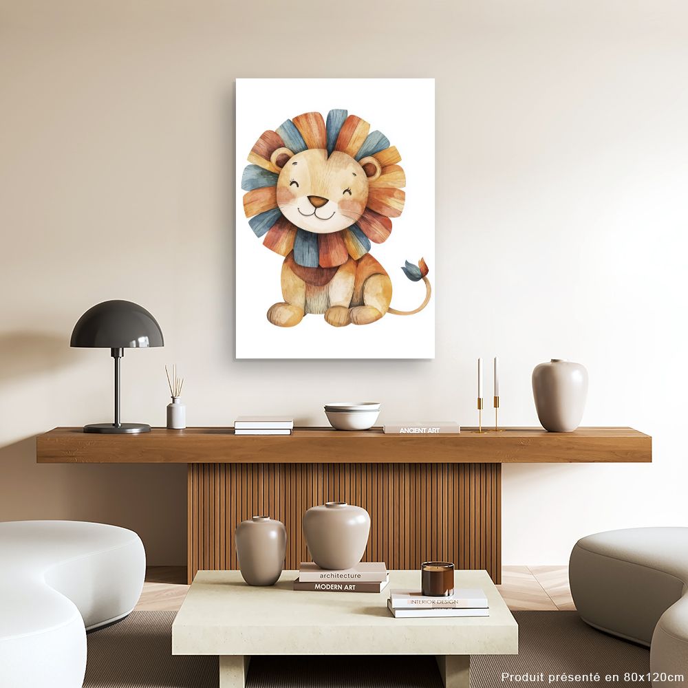 Tableau imprimé pour enfants 'Lion joyeux'