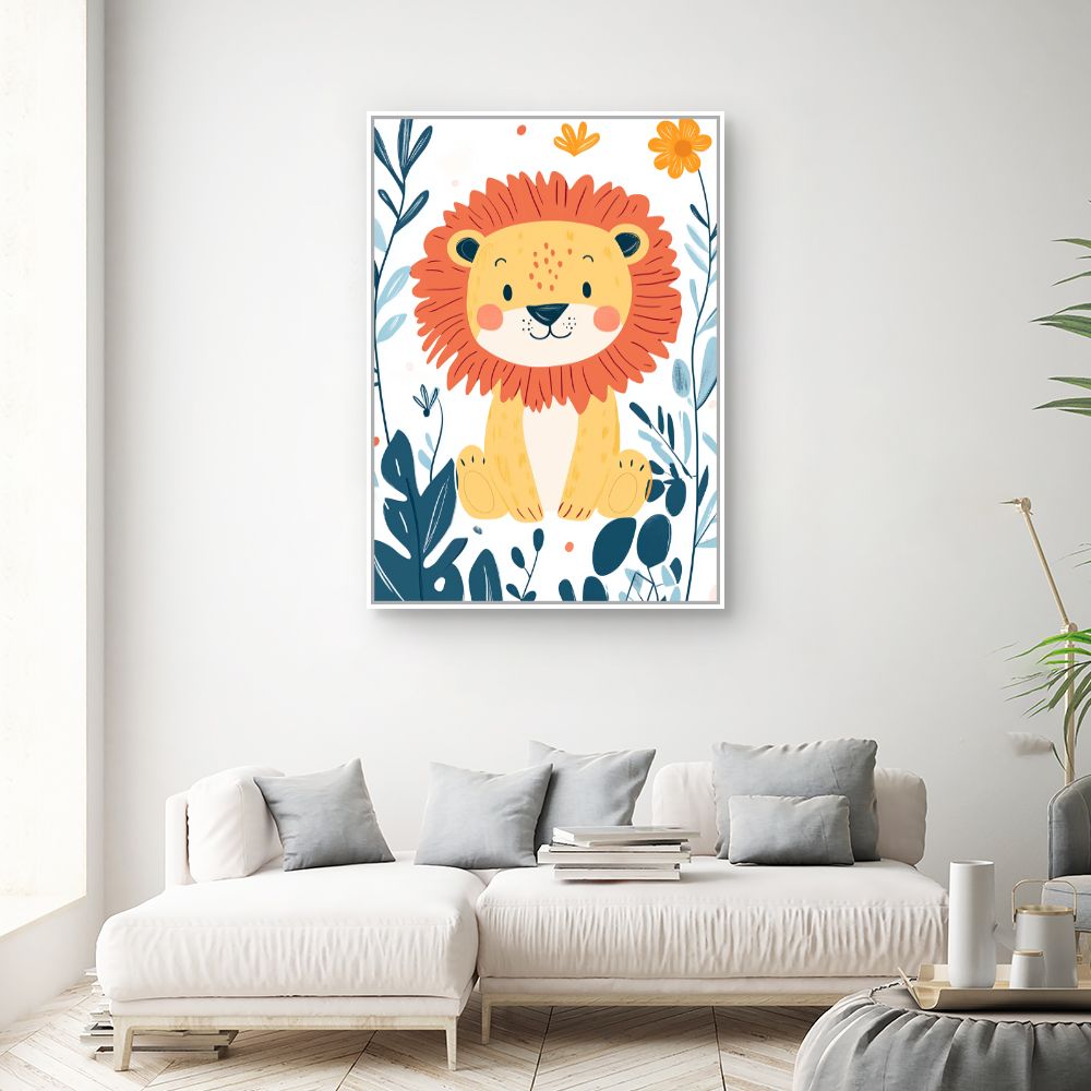 Tableau imprimé pour enfants 'Lion joyeux'