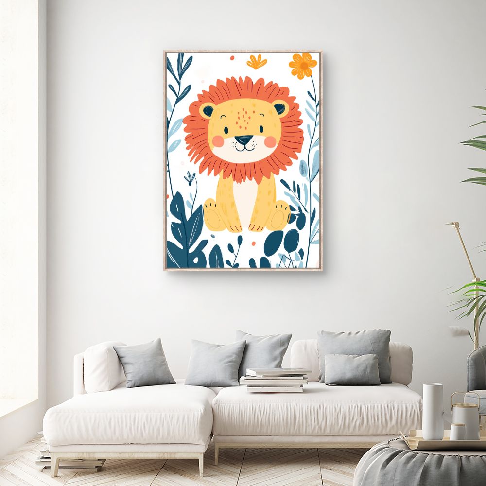 Tableau imprimé pour enfants 'Lion joyeux'