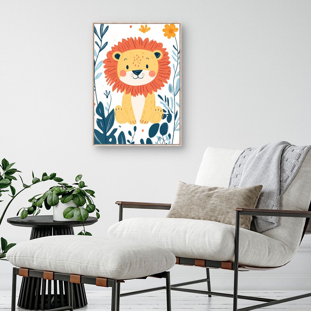 Tableau imprimé pour enfants 'Lion joyeux'