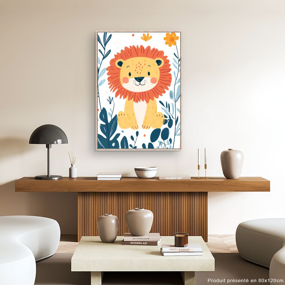 Tableau imprimé pour enfants 'Lion joyeux'