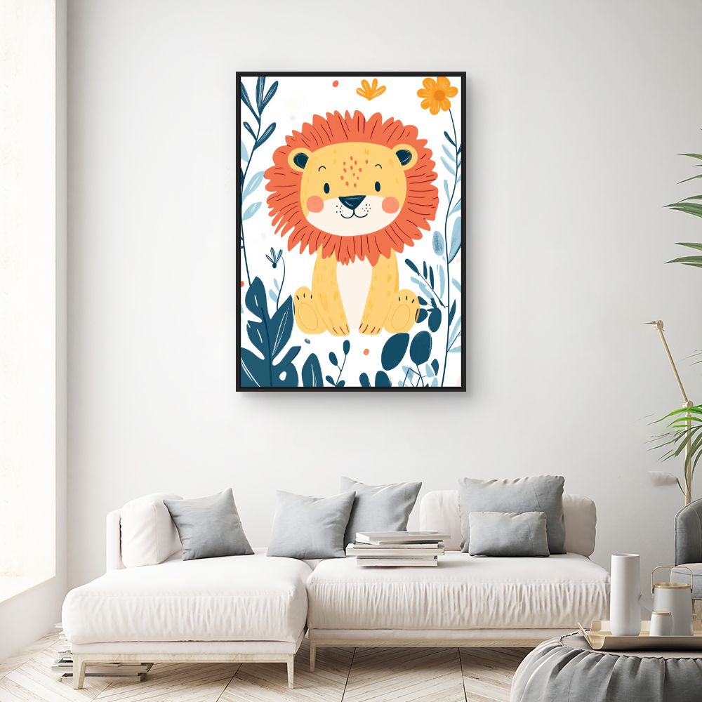 Tableau imprimé pour enfants 'Lion joyeux'