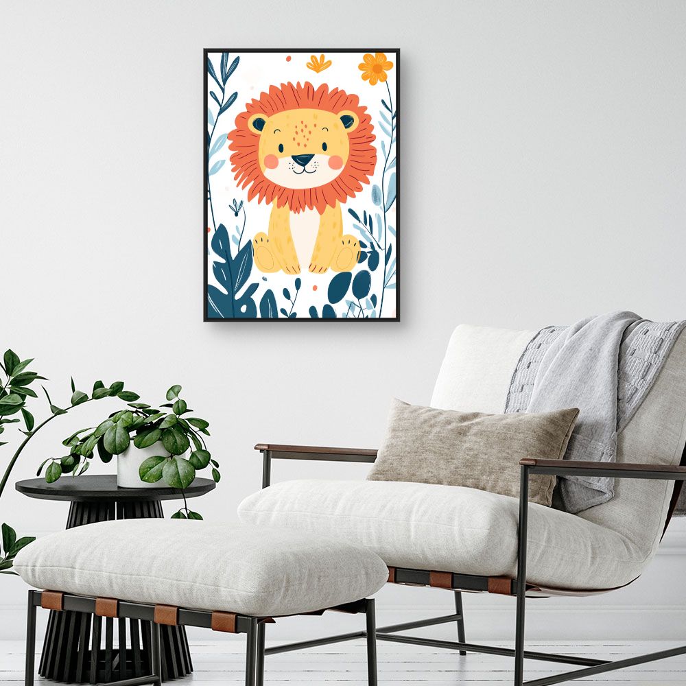 Tableau imprimé pour enfants 'Lion joyeux'