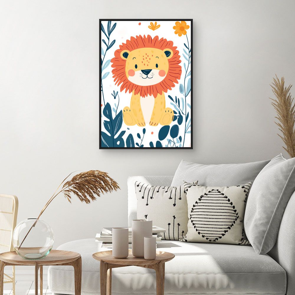 Tableau imprimé pour enfants 'Lion joyeux'