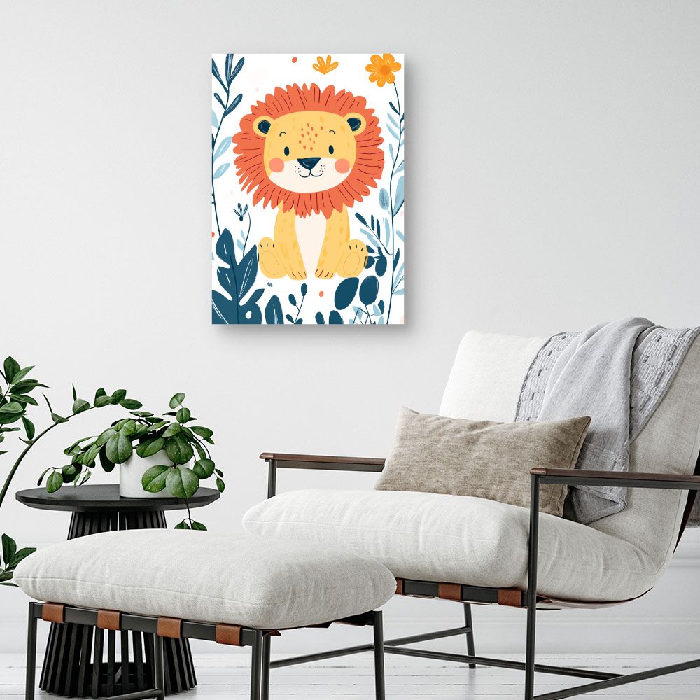 Tableau imprimé pour enfants 'Lion joyeux'