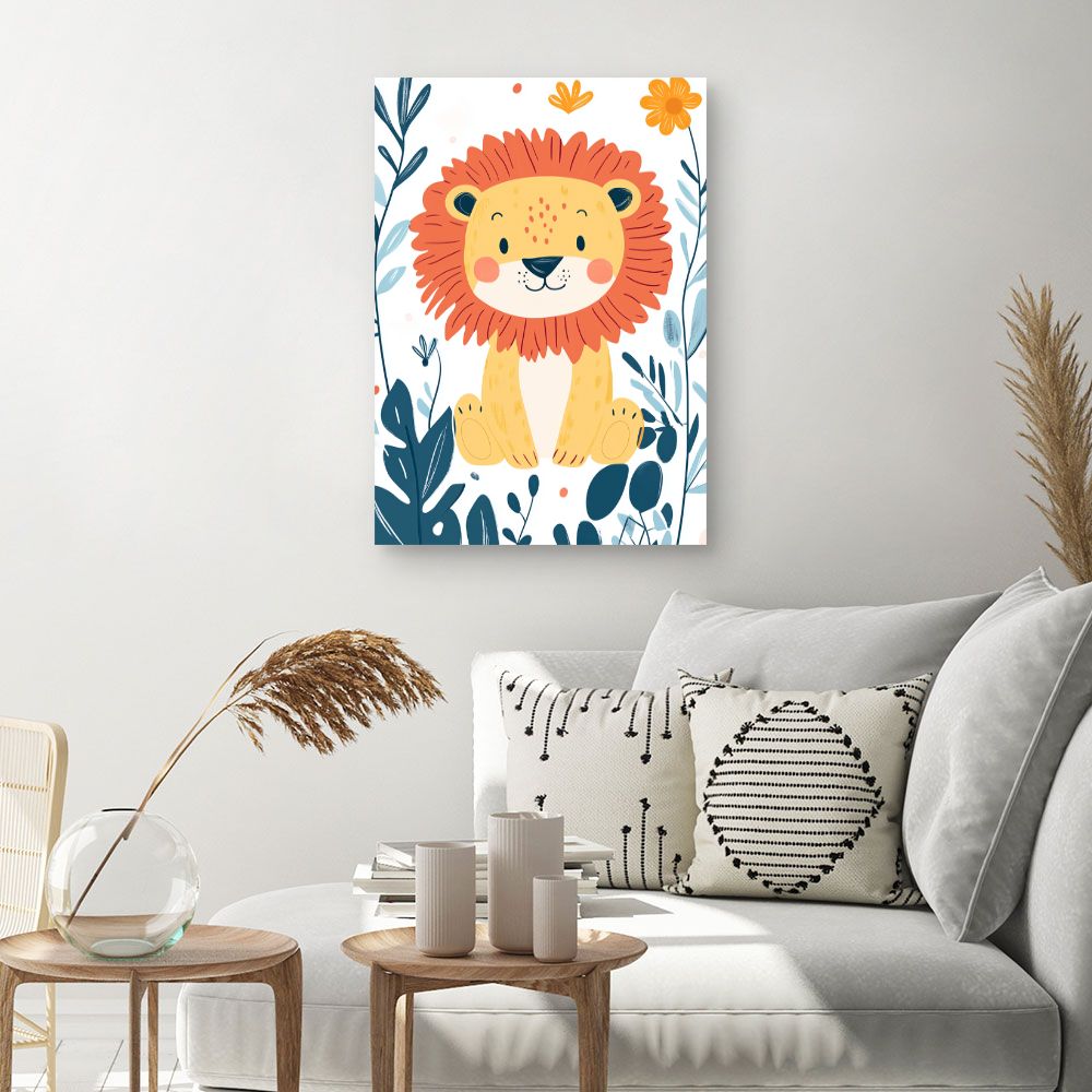 Tableau imprimé pour enfants 'Lion joyeux'