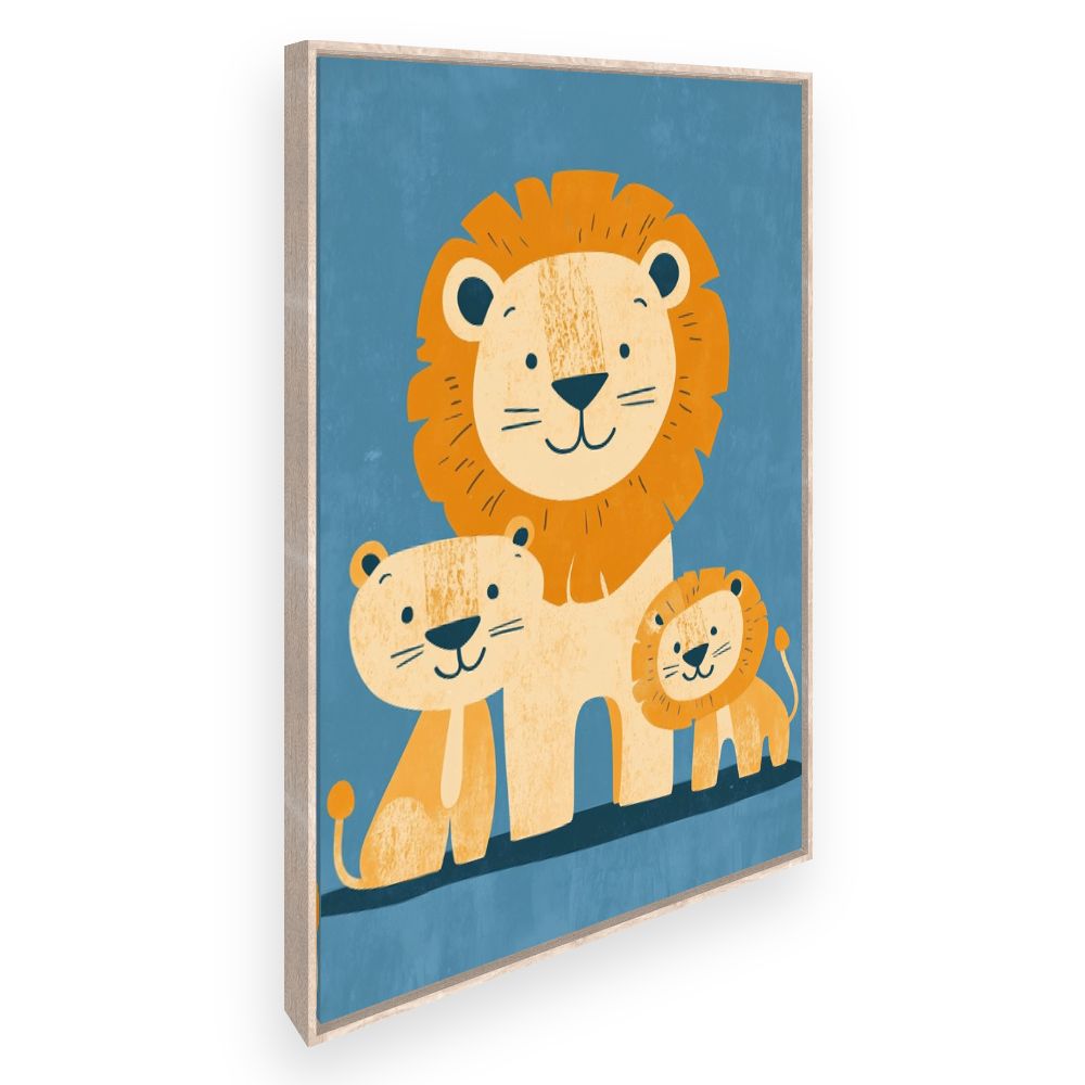 Tableau imprimé pour enfants 'Famille de lions'