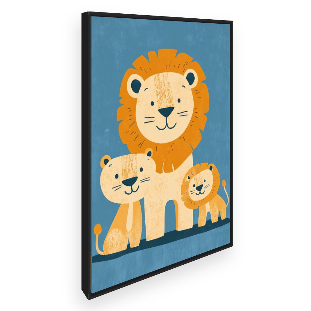 Tableau imprimé pour enfants 'Famille de lions'