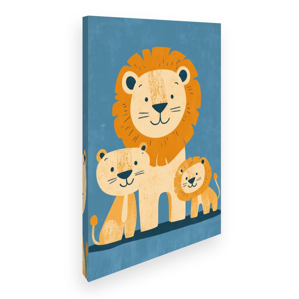 Tableau imprimé pour enfants 'Famille de lions'