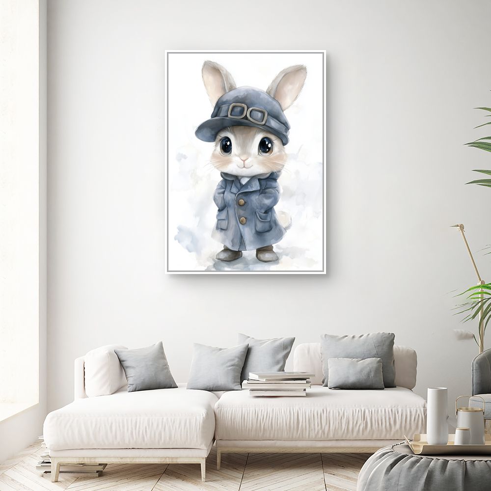 Tableau imprimé pour enfants 'Lapin élégant'