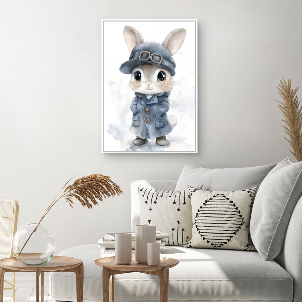 Tableau imprimé pour enfants 'Lapin élégant'