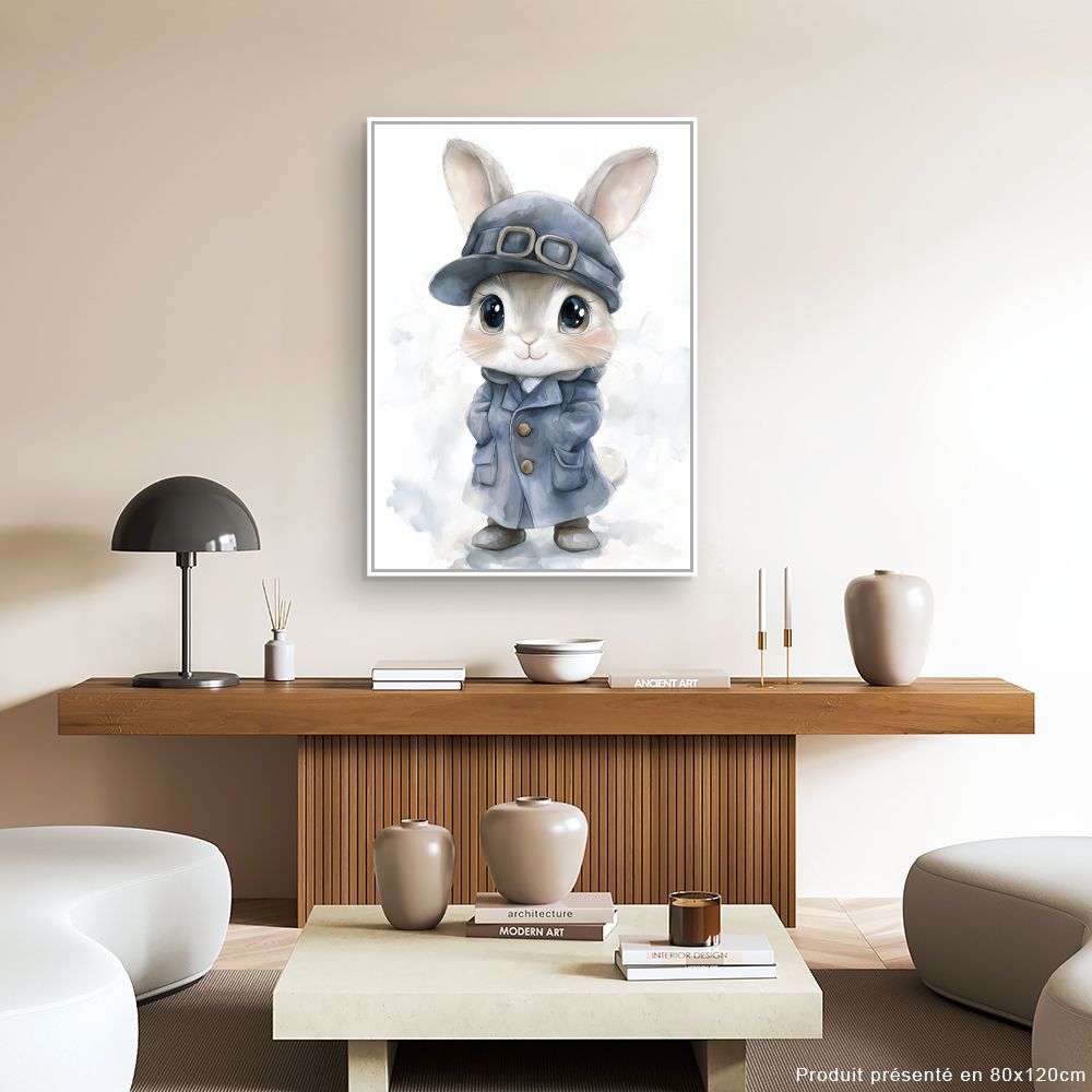 Tableau imprimé pour enfants 'Lapin élégant'