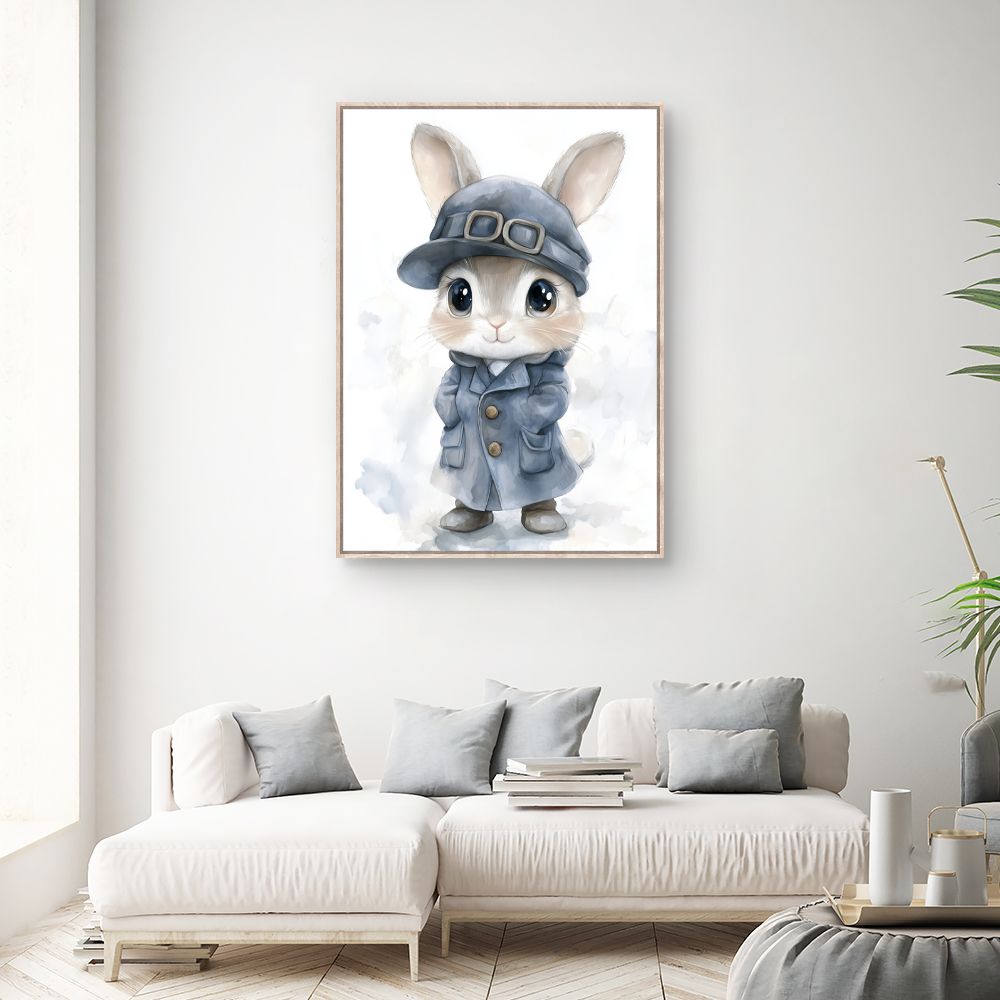 Tableau imprimé pour enfants 'Lapin élégant'