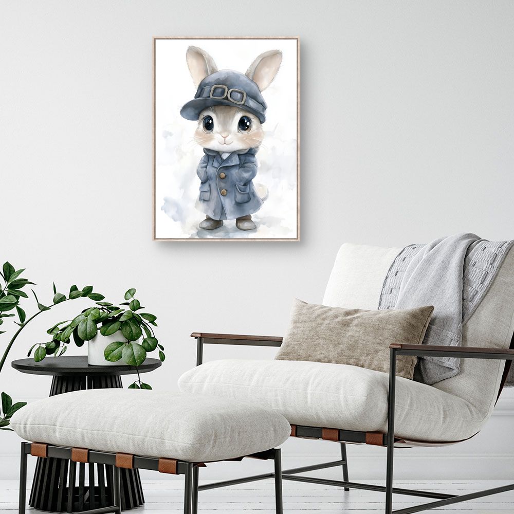 Tableau imprimé pour enfants 'Lapin élégant'