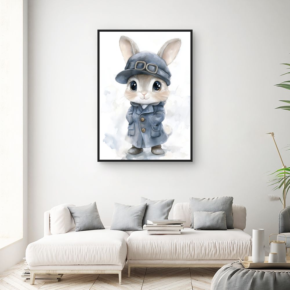 Tableau imprimé pour enfants 'Lapin élégant'