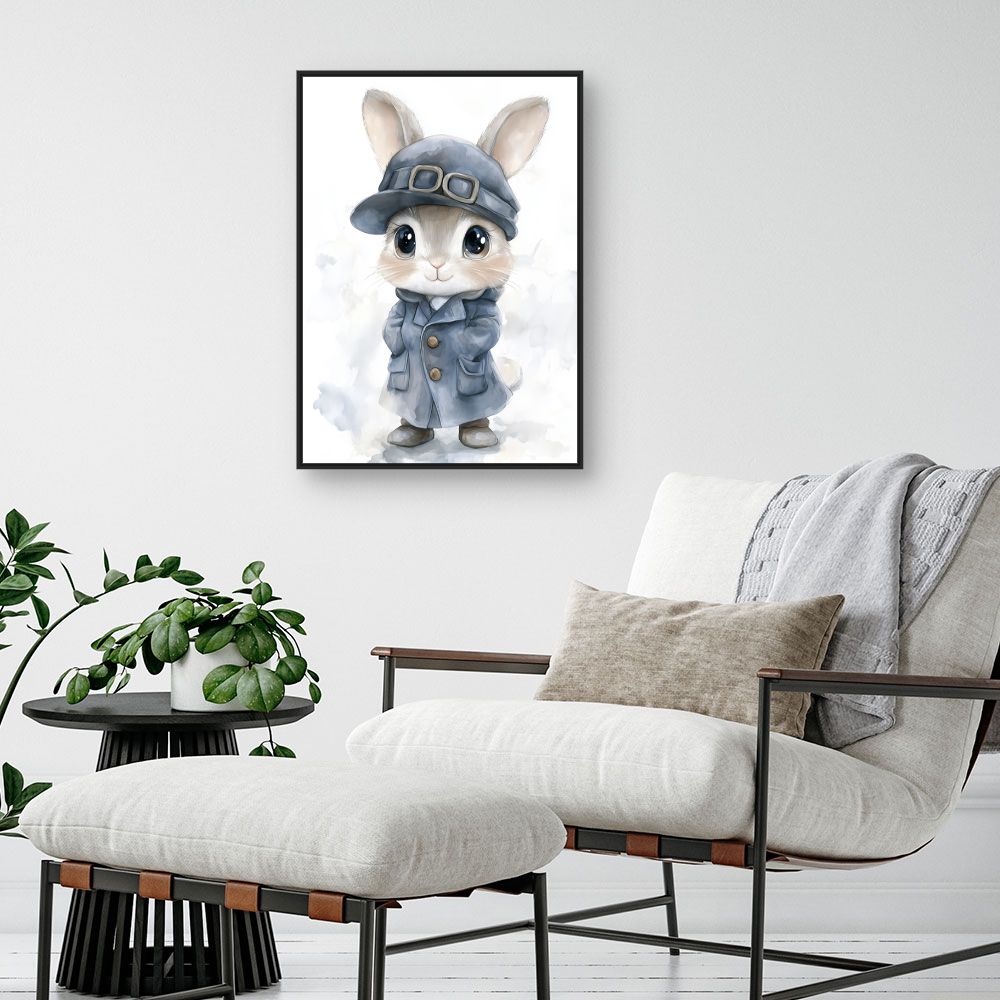 Tableau imprimé pour enfants 'Lapin élégant'