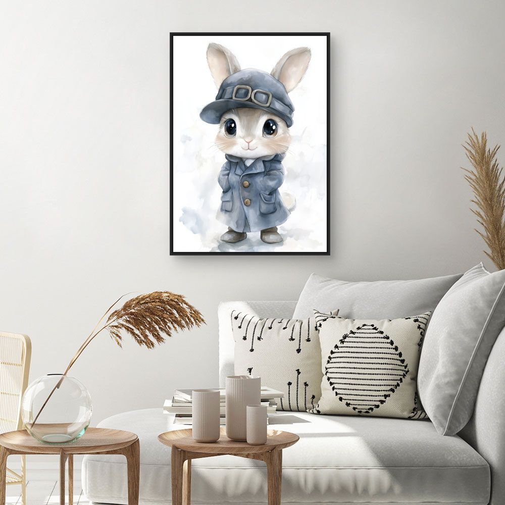 Tableau imprimé pour enfants 'Lapin élégant'