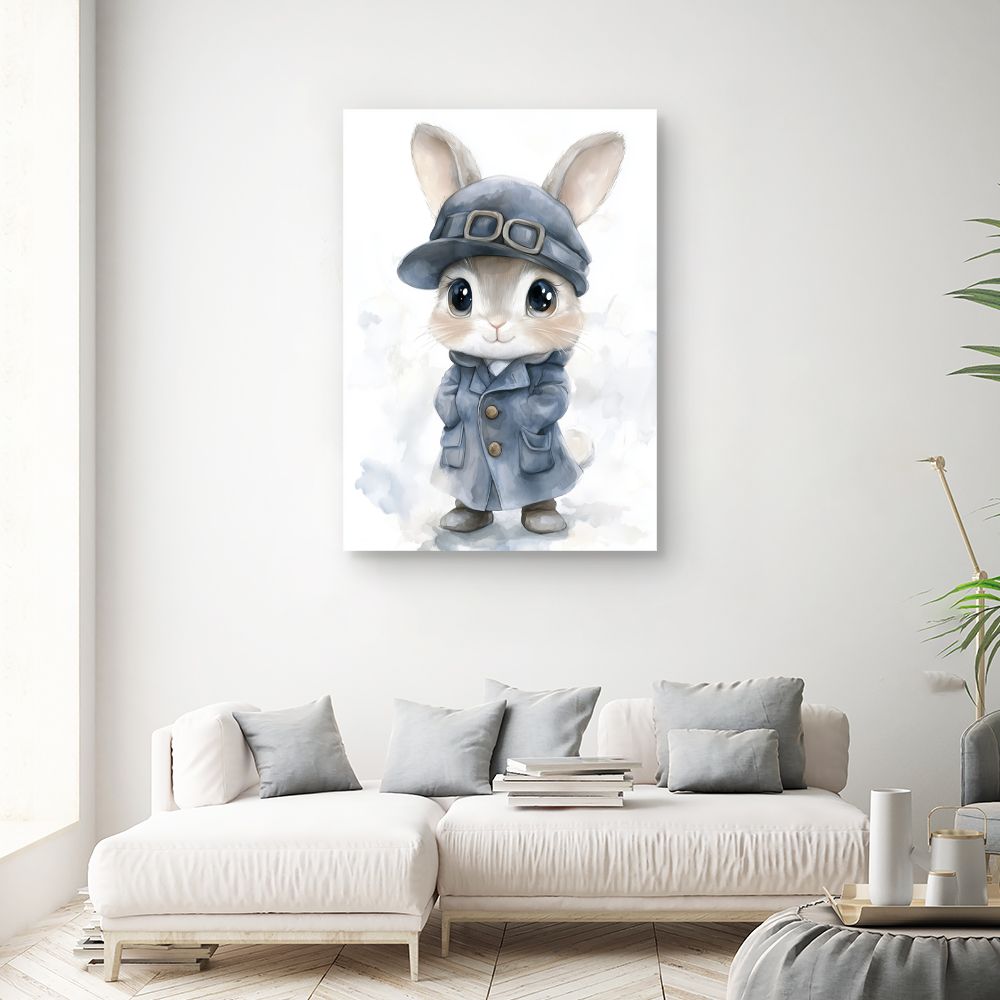 Tableau imprimé pour enfants 'Lapin élégant'