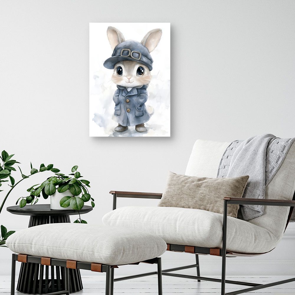 Tableau imprimé pour enfants 'Lapin élégant'