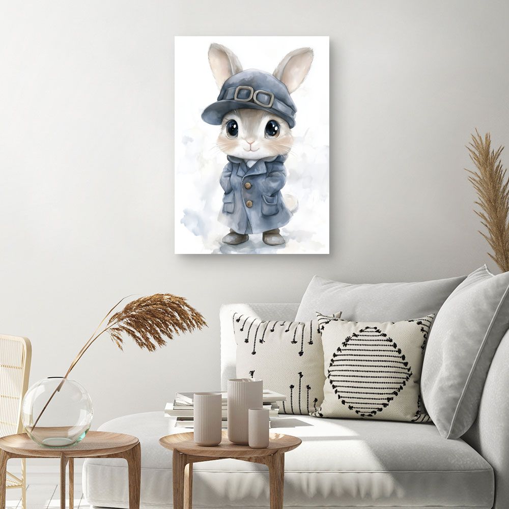 Tableau imprimé pour enfants 'Lapin élégant'