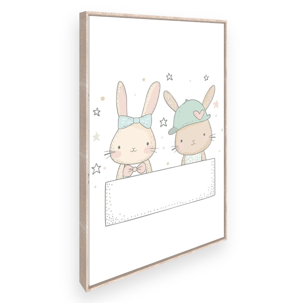Tableau imprimé pour enfants 'Lapins adorables'