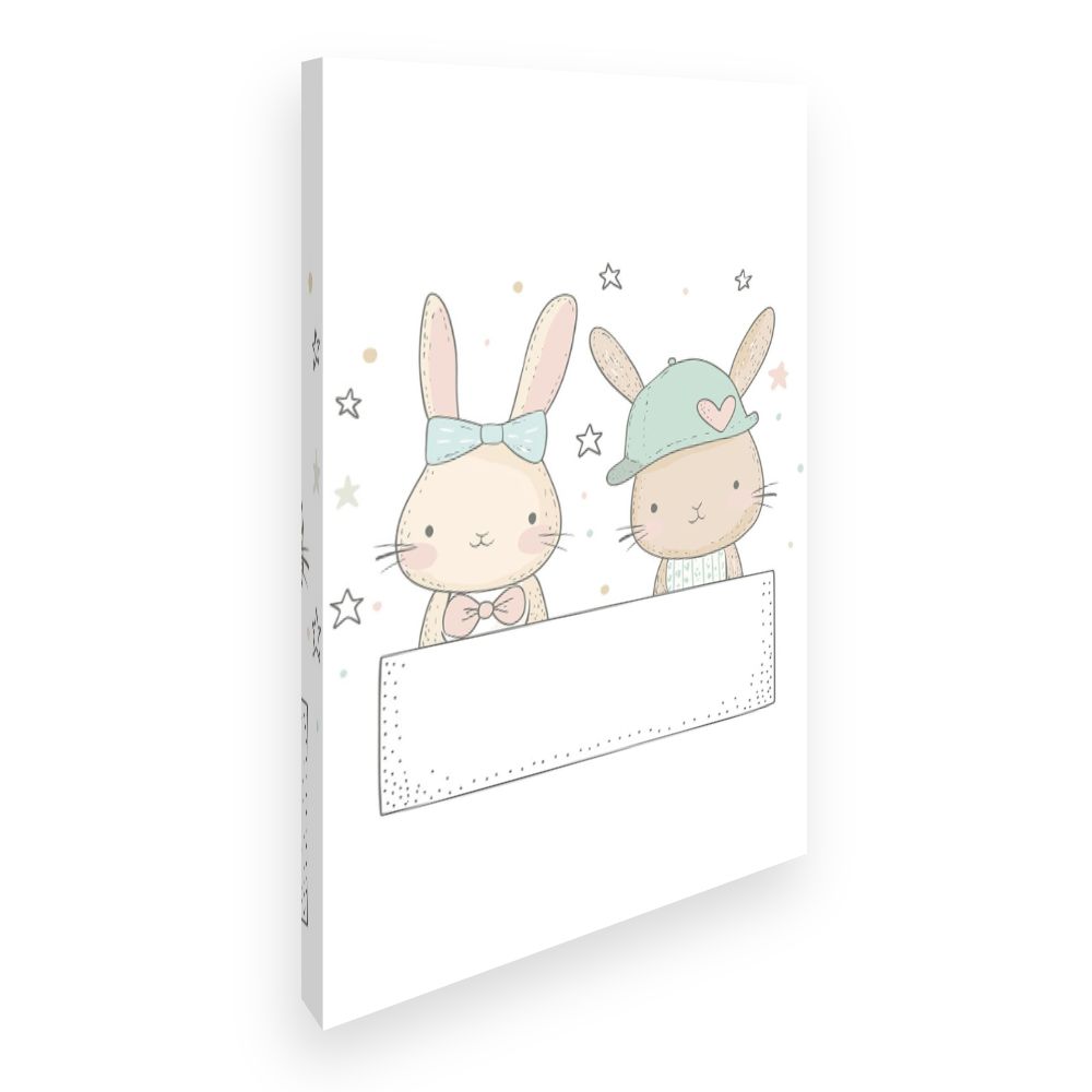 Tableau imprimé pour enfants 'Lapins adorables'