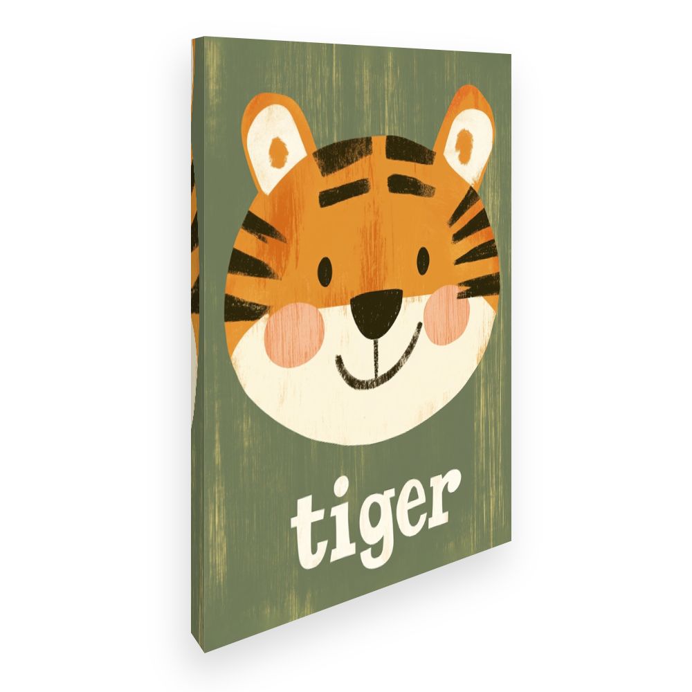 Tableau imprimé pour enfants 'Tigre souriant'