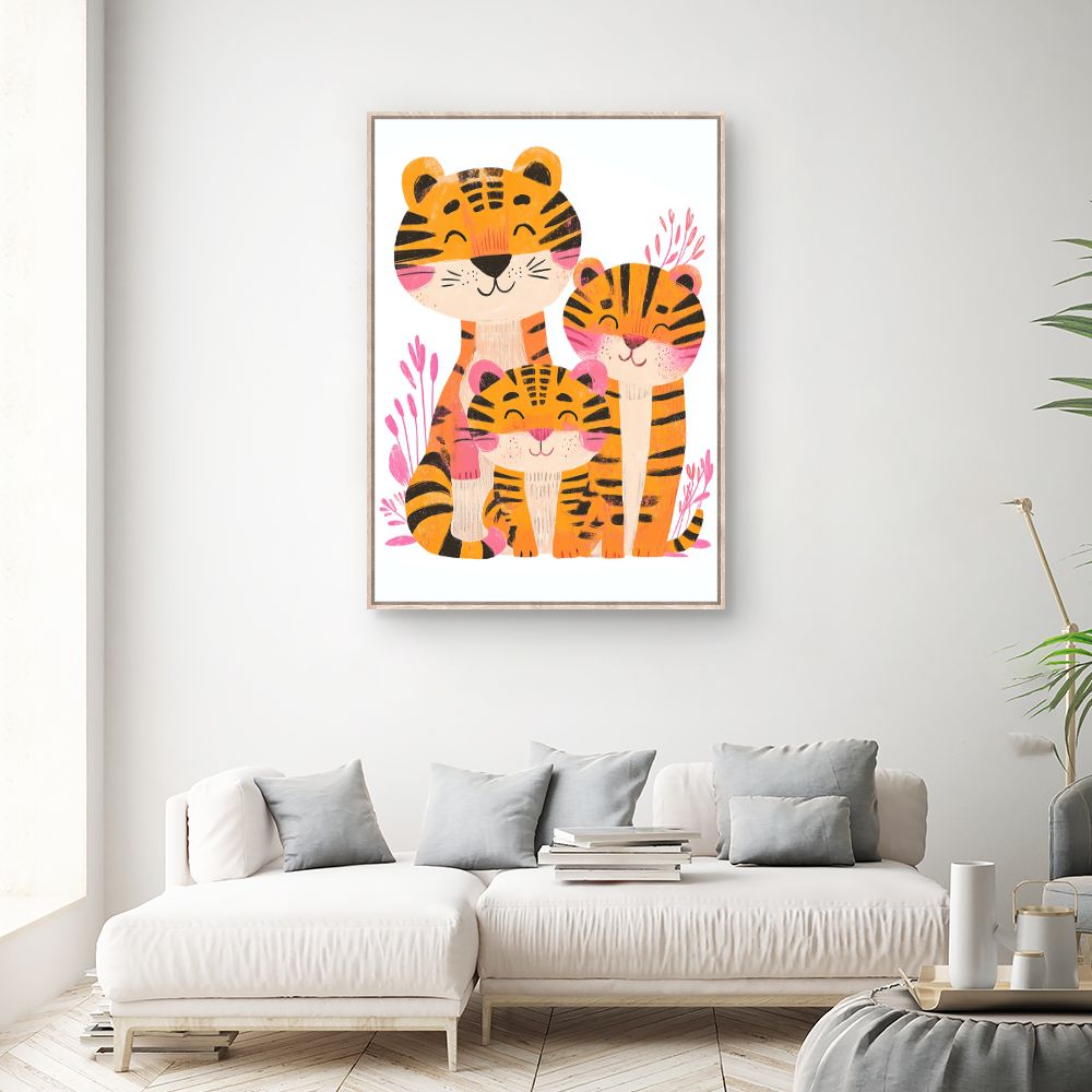 Tableau 'Tigres joyeux famille'