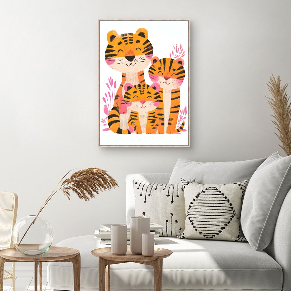 Tableau 'Tigres joyeux famille'