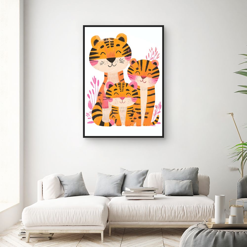 Tableau 'Tigres joyeux famille'