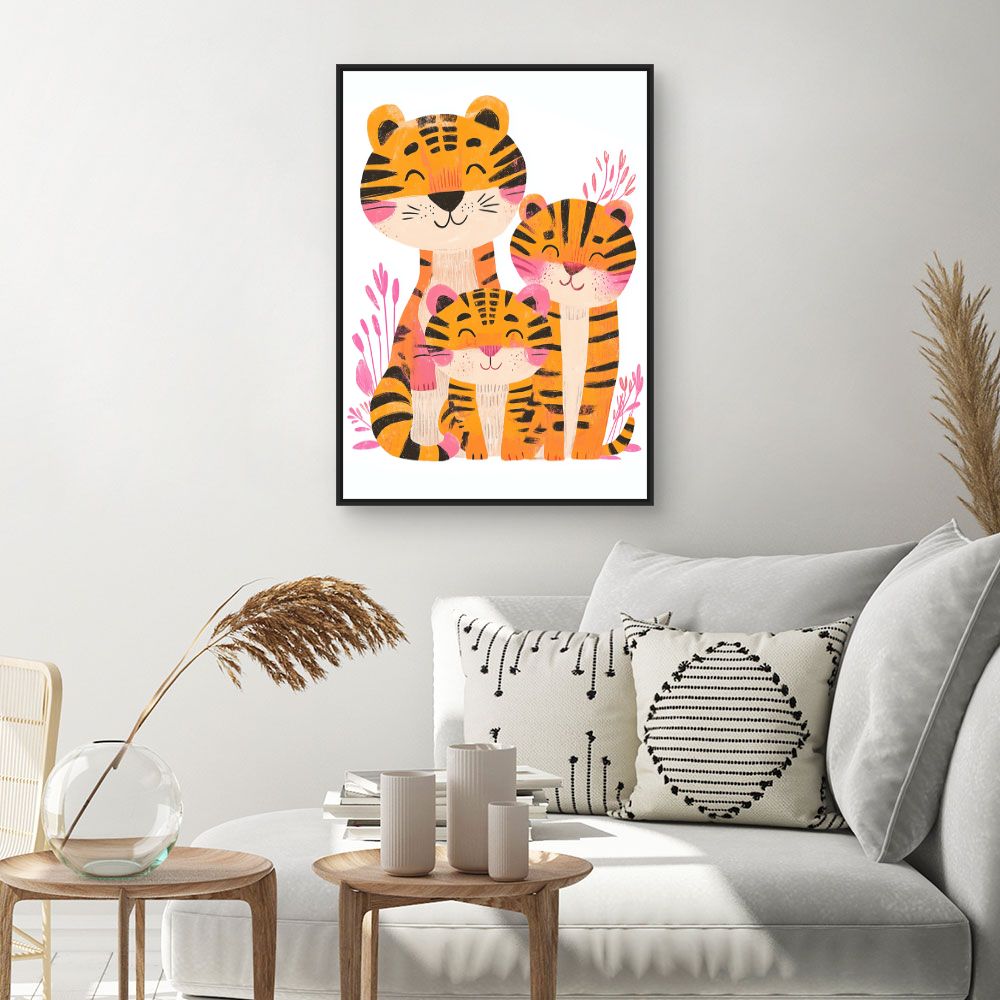 Tableau 'Tigres joyeux famille'