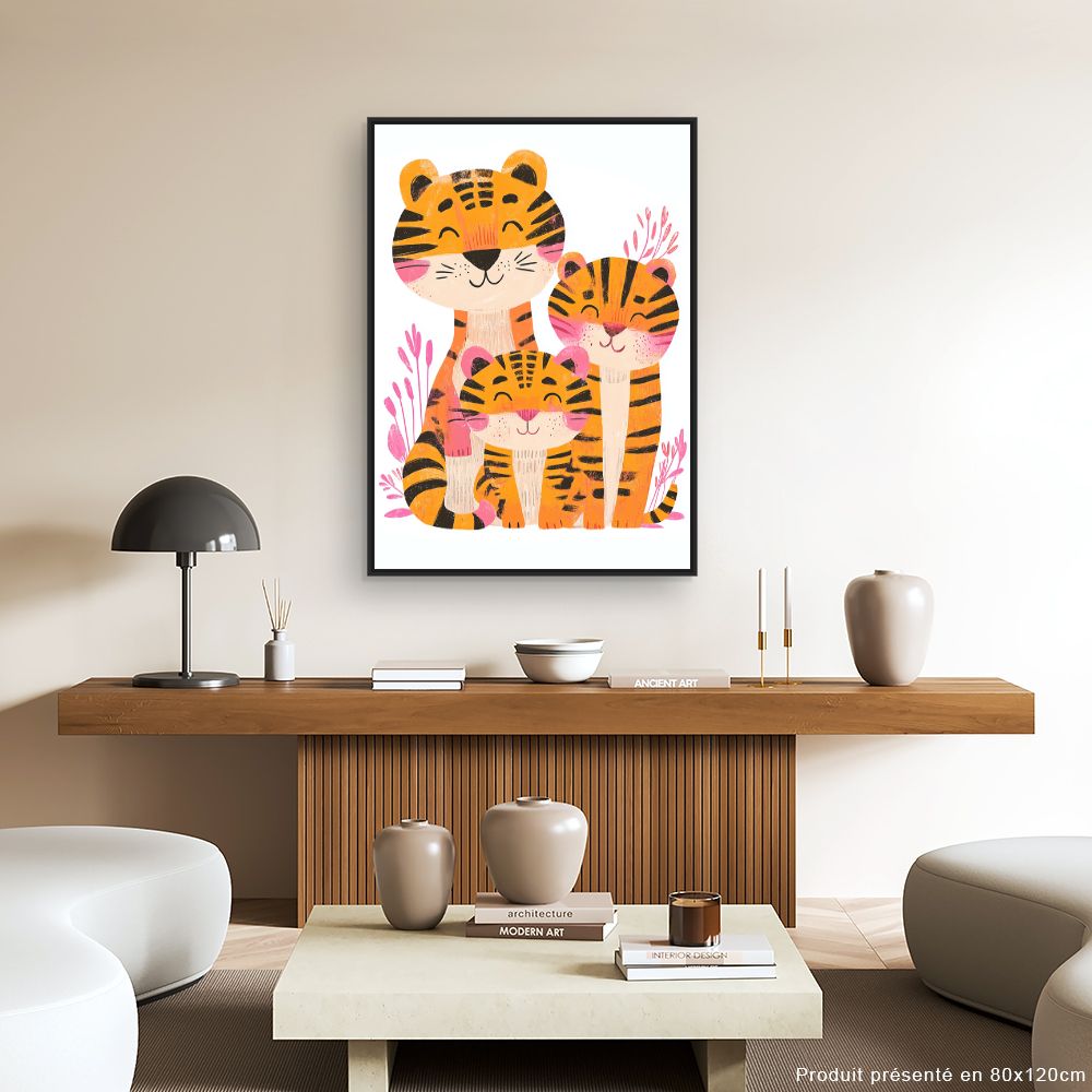 Tableau 'Tigres joyeux famille'