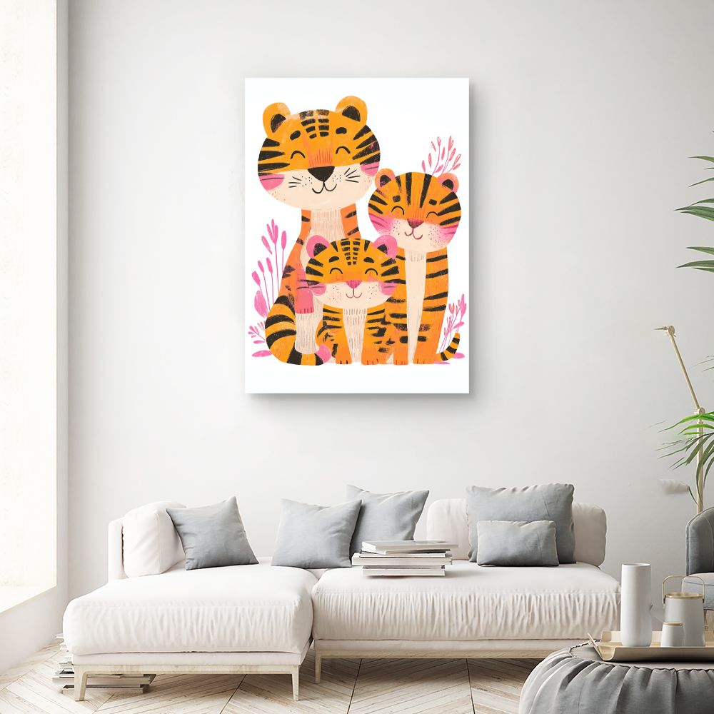 Tableau 'Tigres joyeux famille'