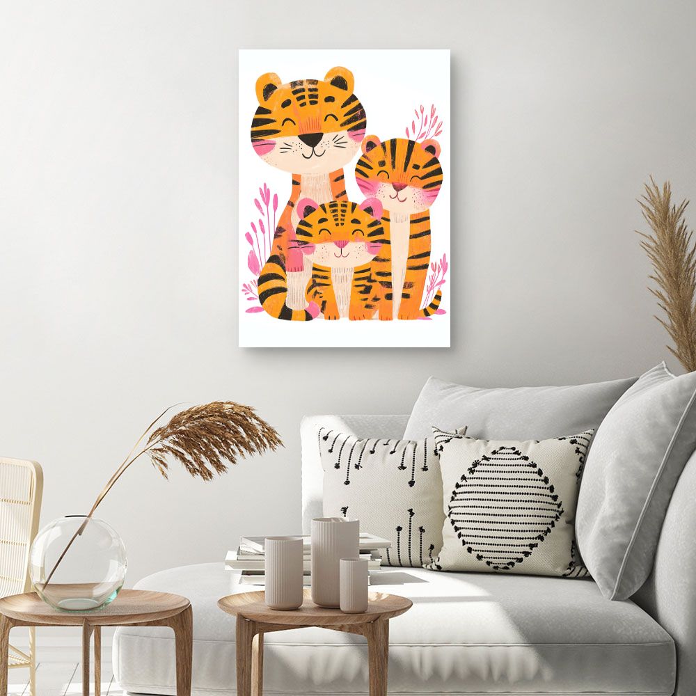 Tableau 'Tigres joyeux famille'